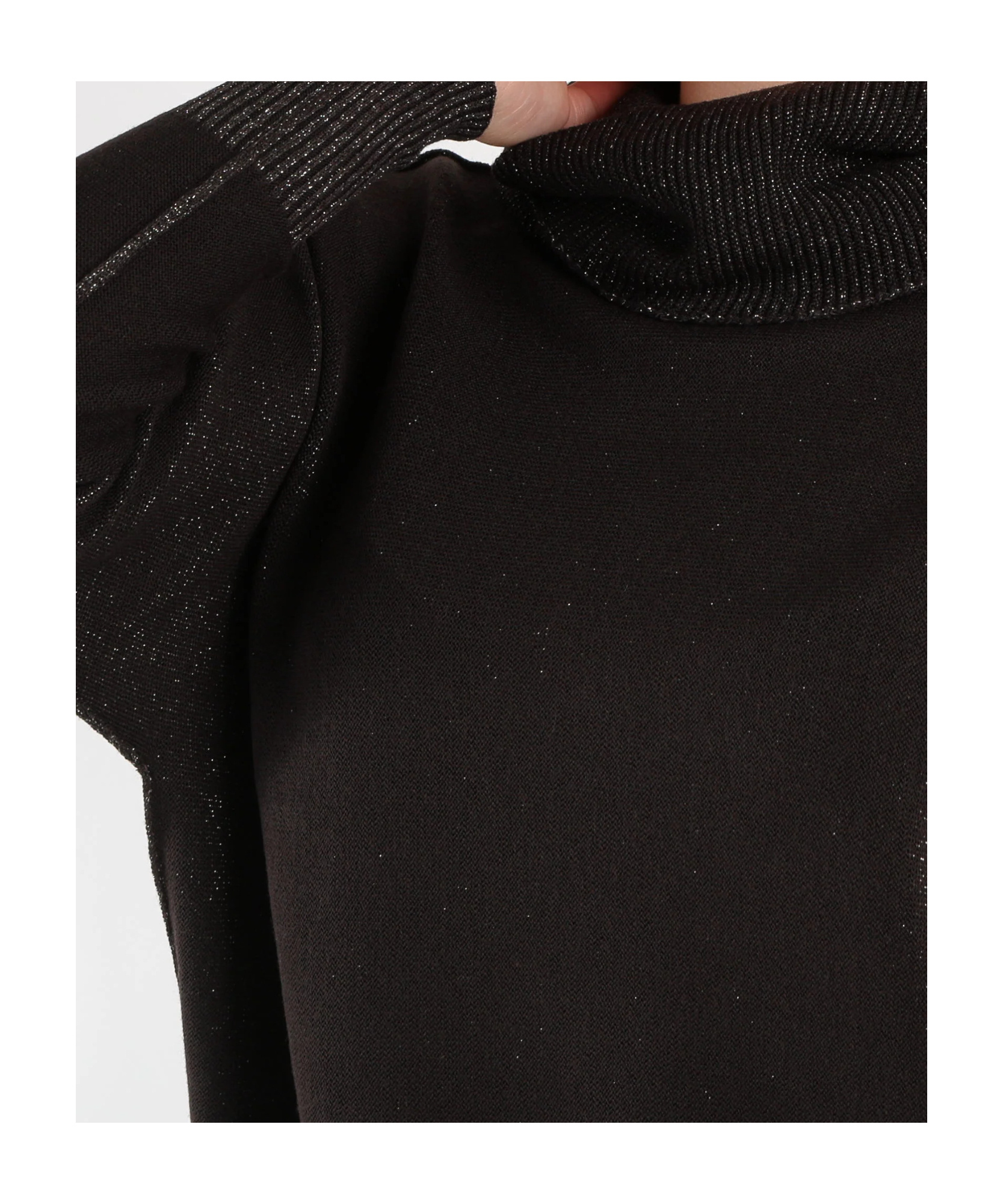 D Exterior Long-sleeved Ribbed Sweater In Black