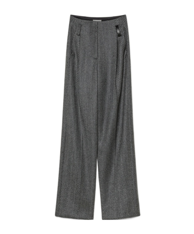 Forte Forte Highrise Trousers In Wool With Chevron Patterning In Animal Print