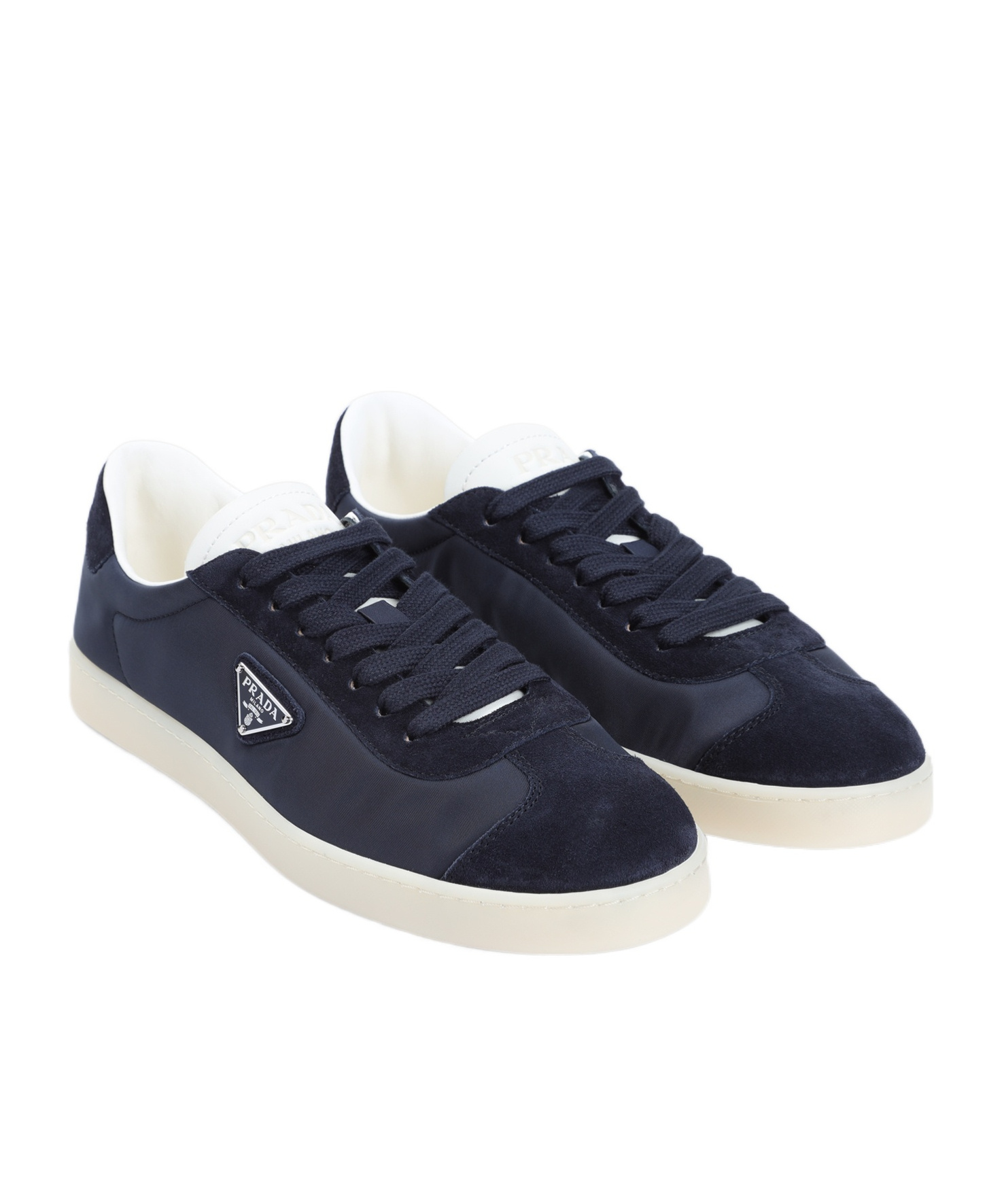 Prada Nylon Sneakers With Suede Inserts In Black