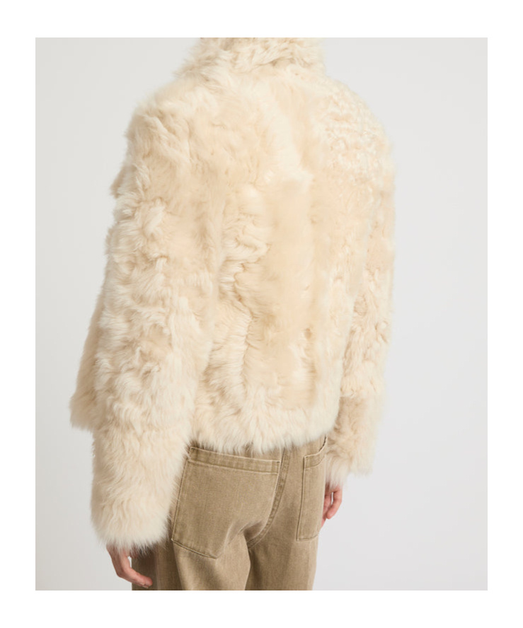 Yves Salomon Short Jacket In Toscana Lambskin In White