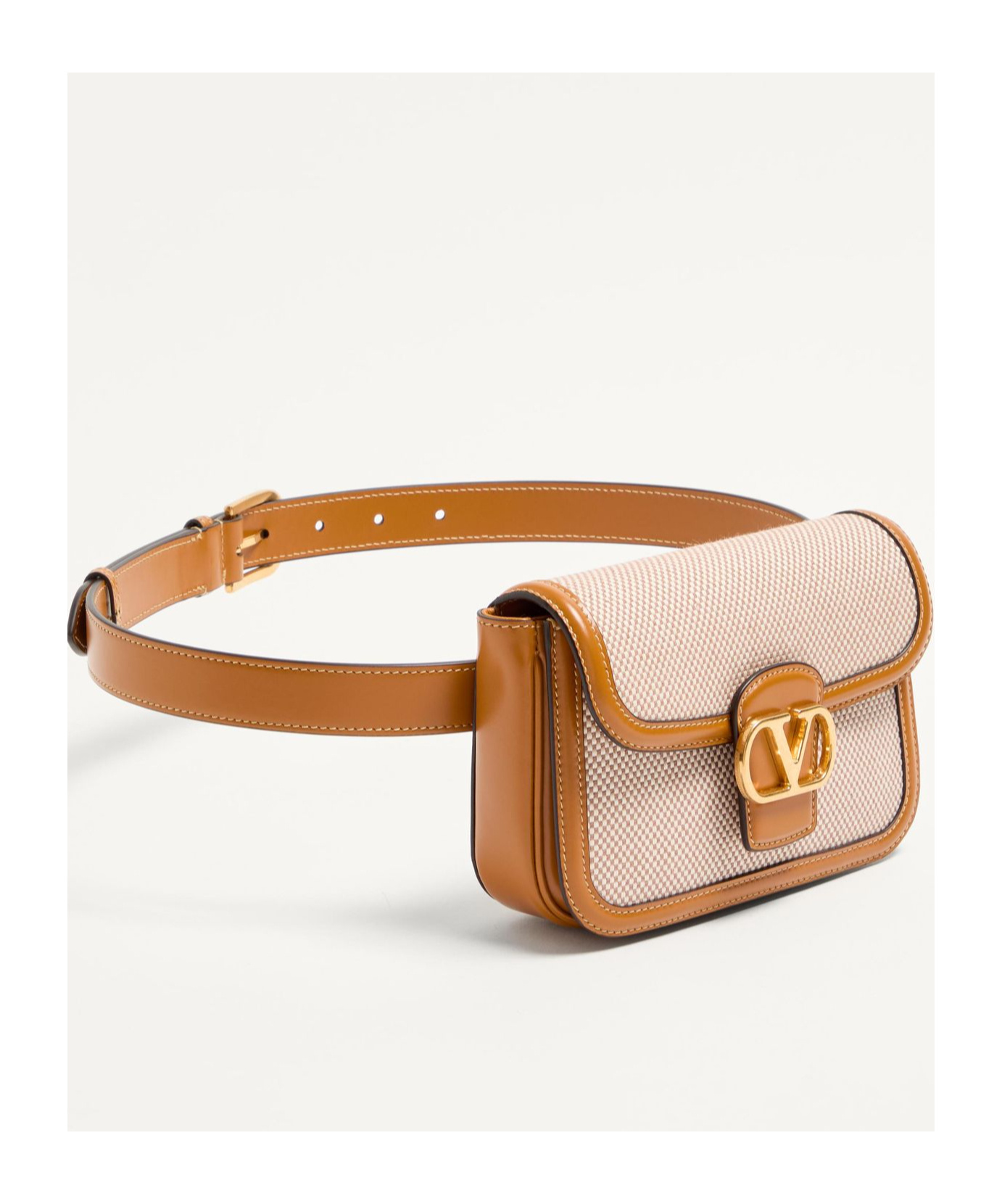 Valentino 9to5 Canvas Waist Bag In Nude