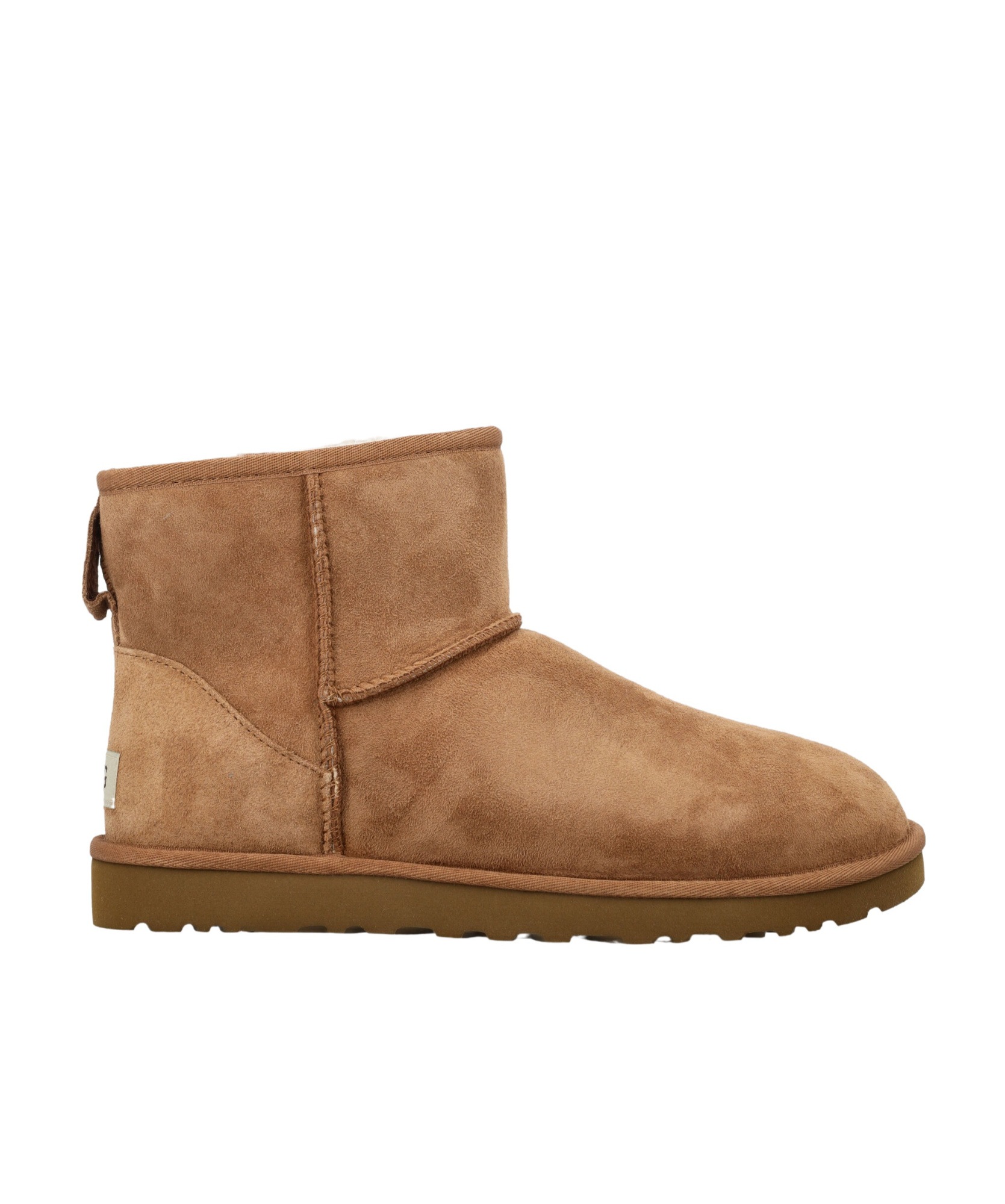 Ugg 'classic Mini' Brown Ankle Boots With Logo Patch On The Rear And Shearling Lining In Suede Man In Brown