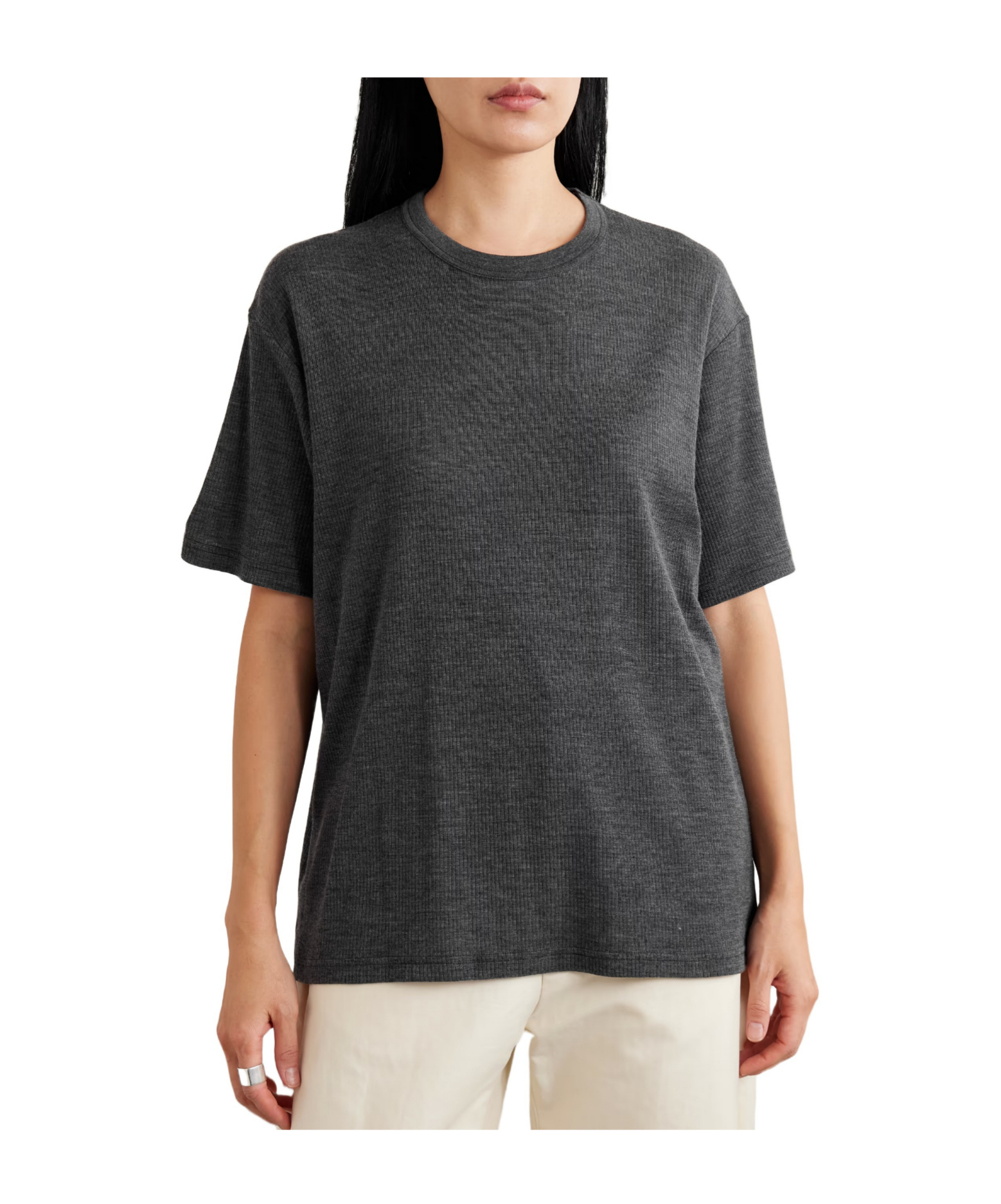 Ssstein Ribbed Wool T-shirt In Black