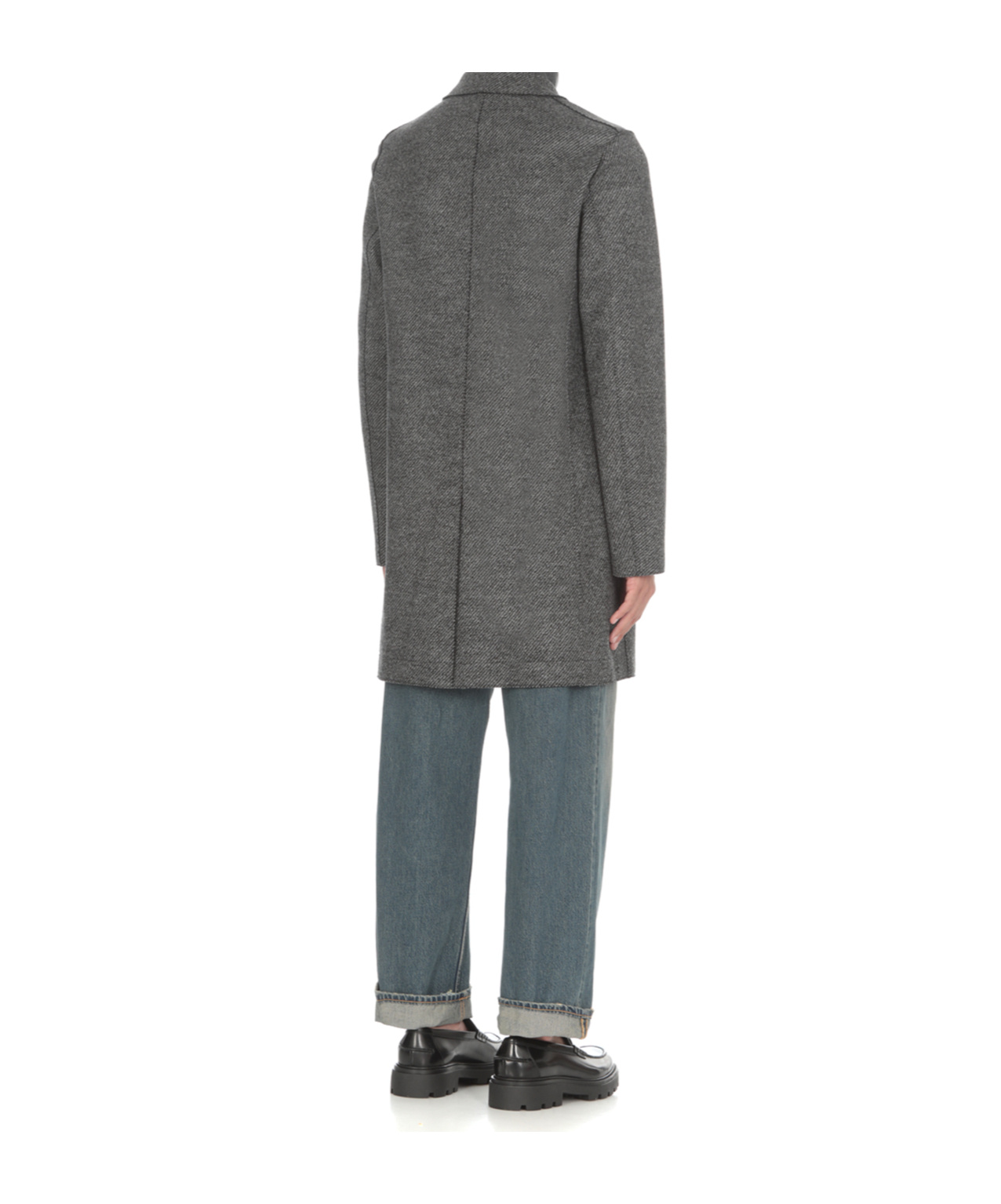 Harris Wharf London Herringbone Single-breasted Coat In Black