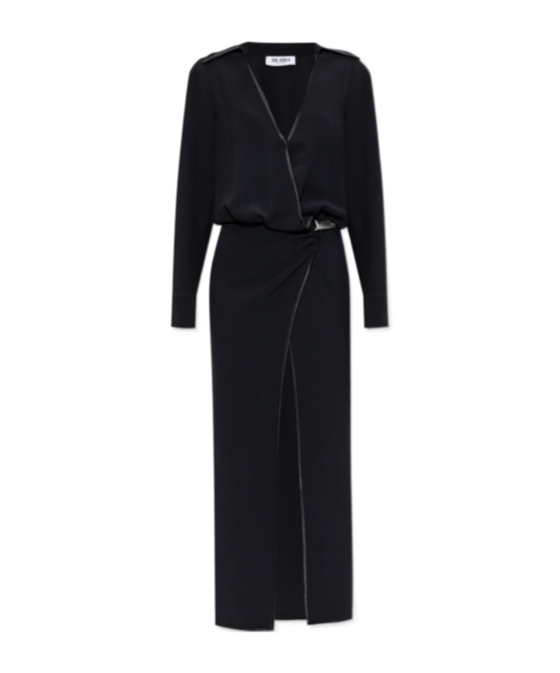 Attico Wrap-front Split Dress In Black