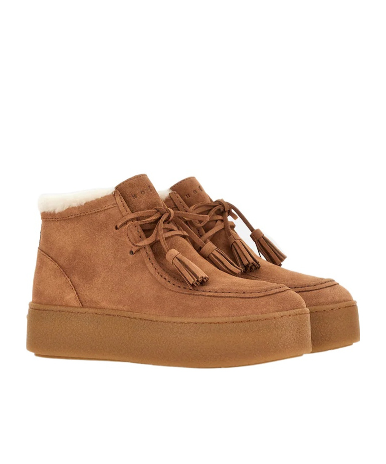Hogan Ankle Boots With Tassel Detail And Rubber Sole In Brown