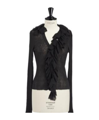Dior Cardigan With Removable Ruched Collar In Black