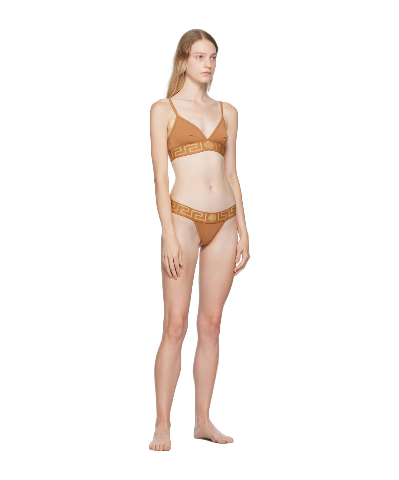 Versace Greca-detailing Bra In Nude