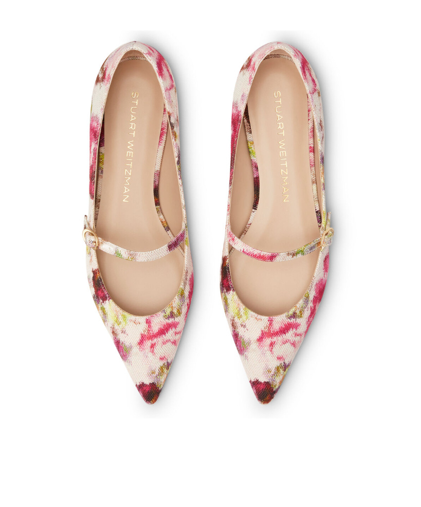 Stuart Weitzman Emilia Abstract Mary Jane Ballerina Flats In Nude