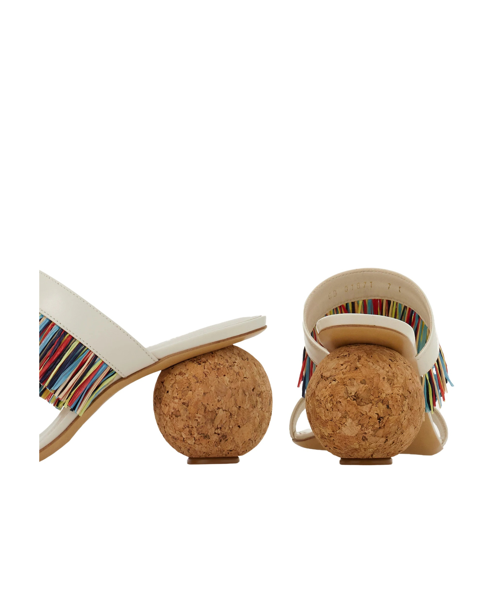 Ferragamo Unique Mules With Colorful Fringe Detail In White