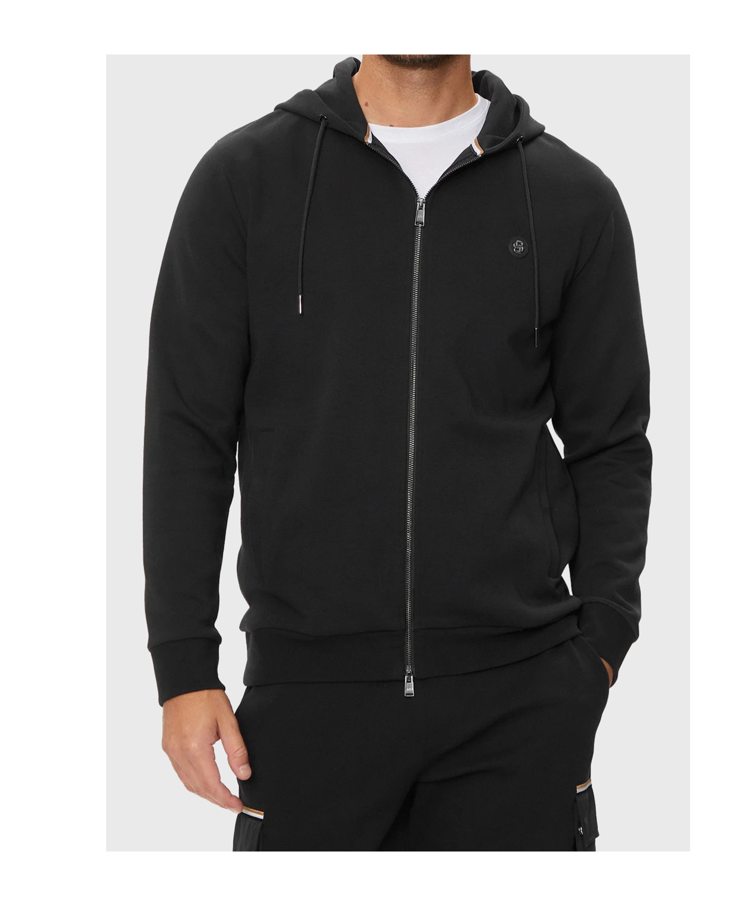 Hugo Boss Logo-detail Zip-up Hoodie In Black