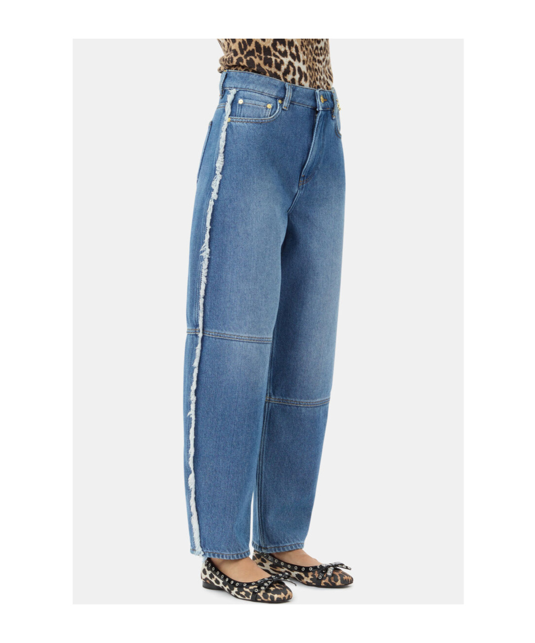 Ganni Heavy Denim Stray In Mid Blue Stone In Blue