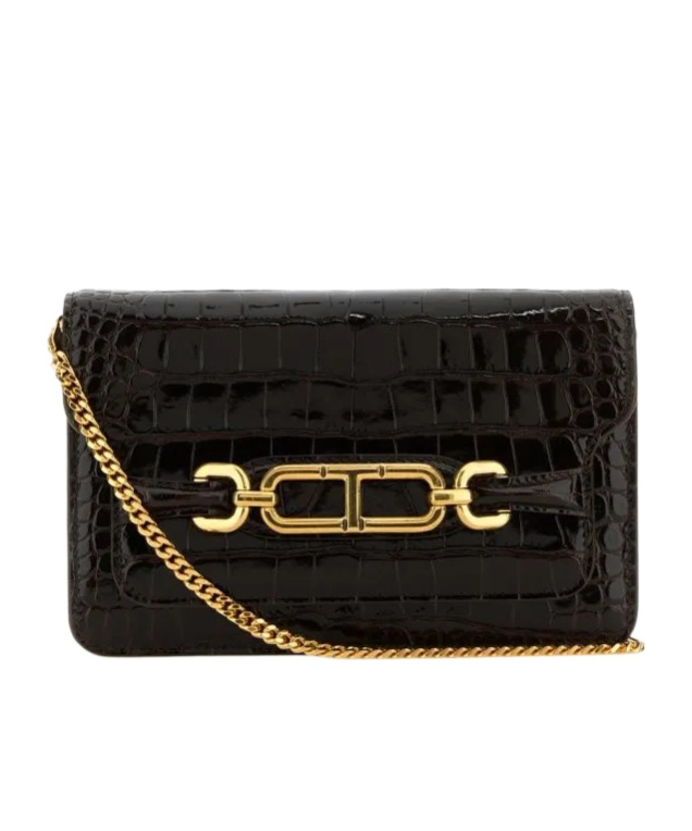 Tom Ford Small Whitney Crocodile-embossed Shoulder Bag In Black