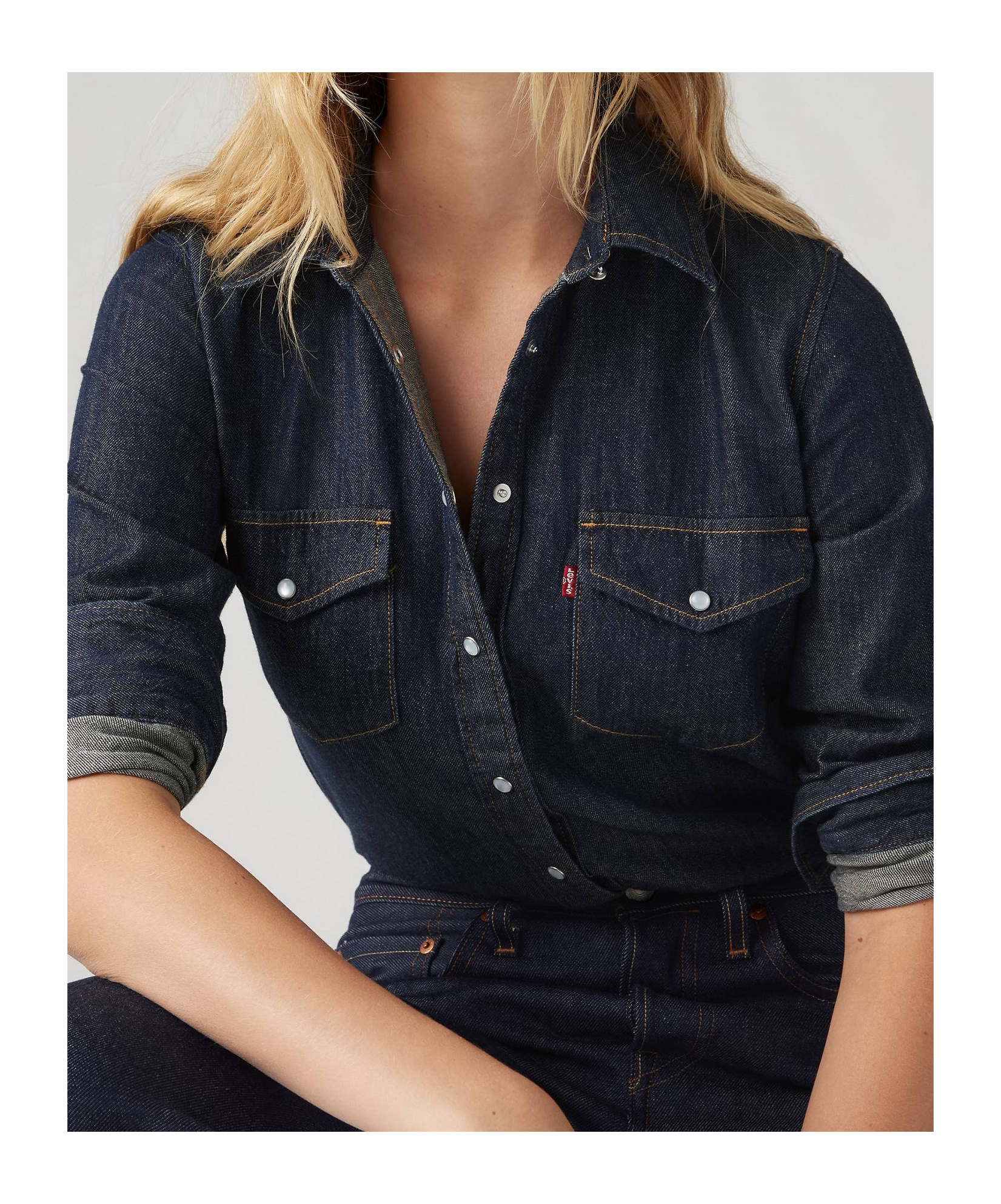 Levi's Iconic Western Linen+ Denim Shirt In Today's News - Dark Wash