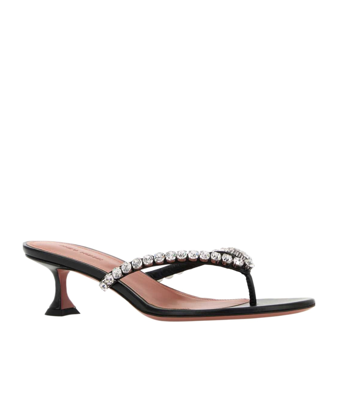 Amina Muaddi Women Black Leather Gigi Thong Mules