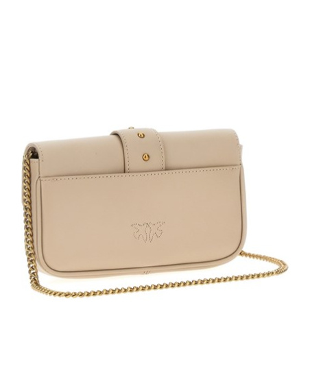 Shop Pinko Love One Pocket Chain Linked Crossbody Bag In Nude