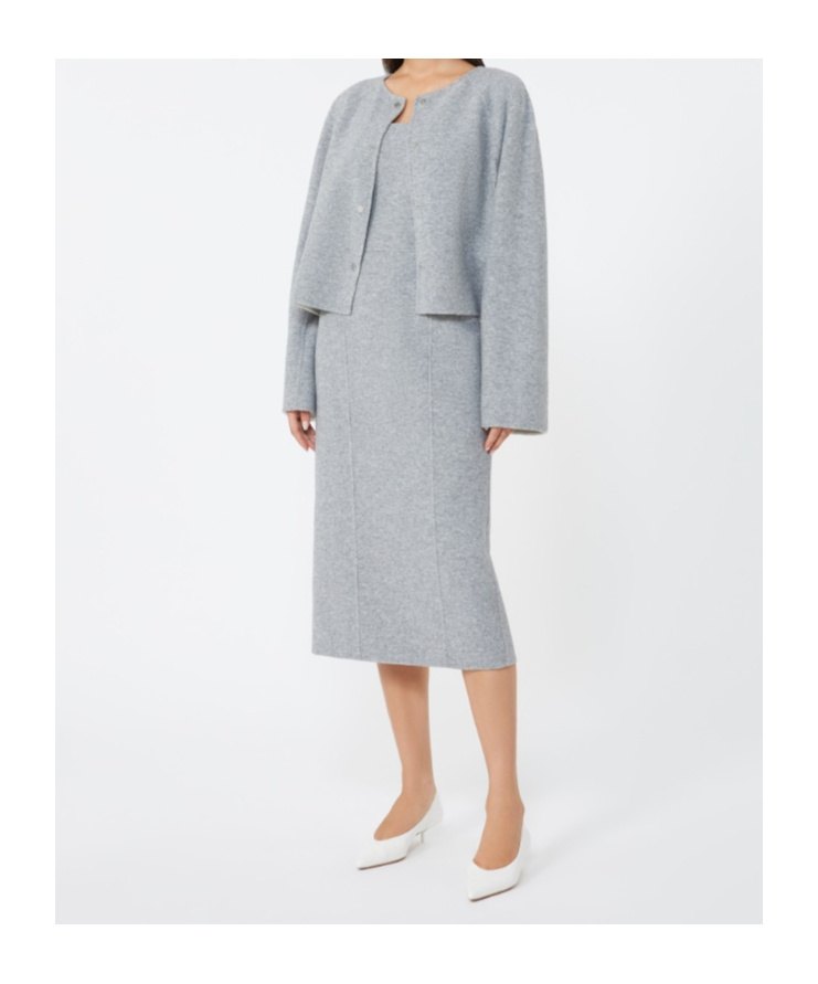 Max Mara Wool And Cashmere Cropped Jacket In Gray
