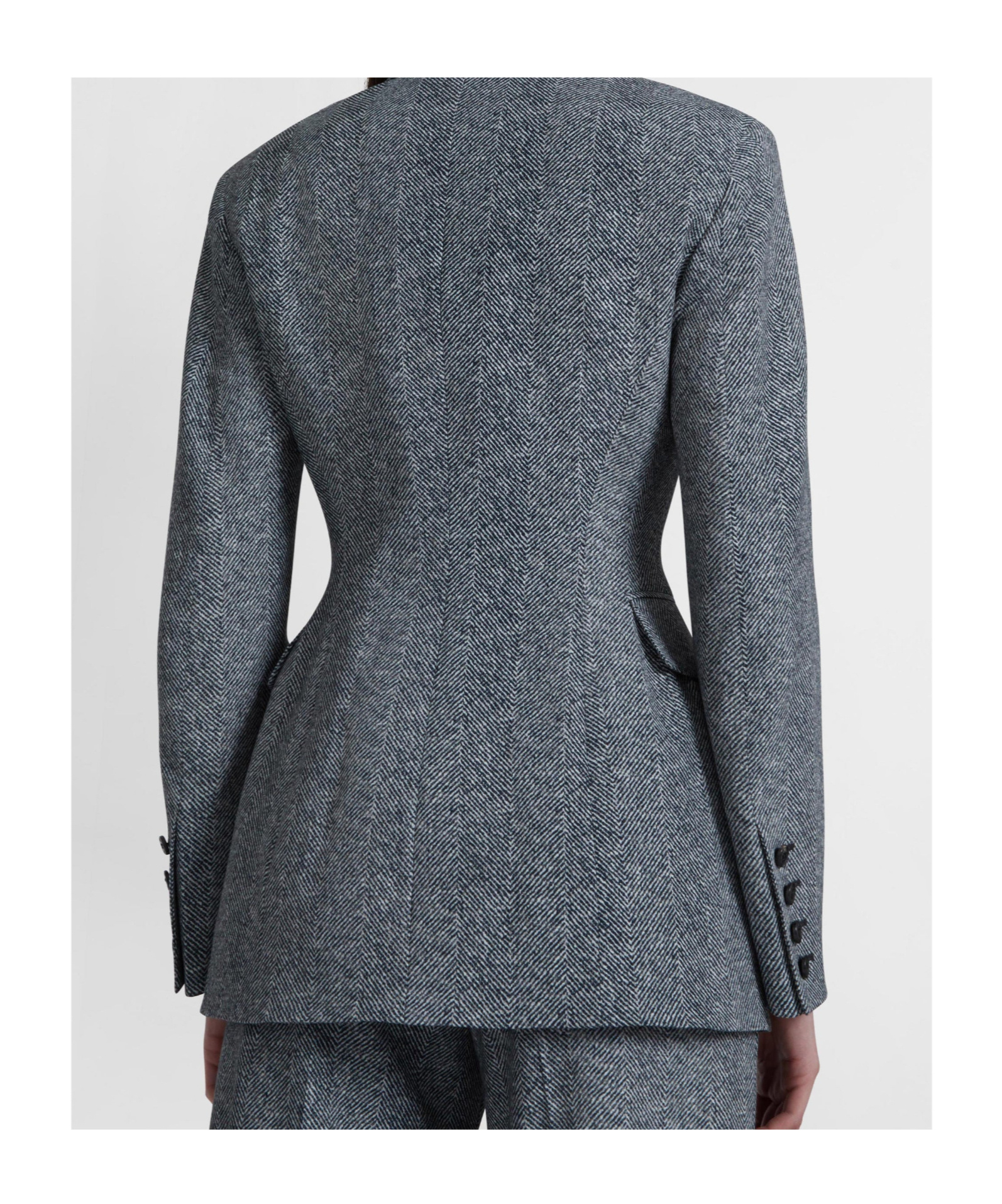 Ermanno Scervino Double-breasted Viscose Jacket With Herringbone Pattern In Gray