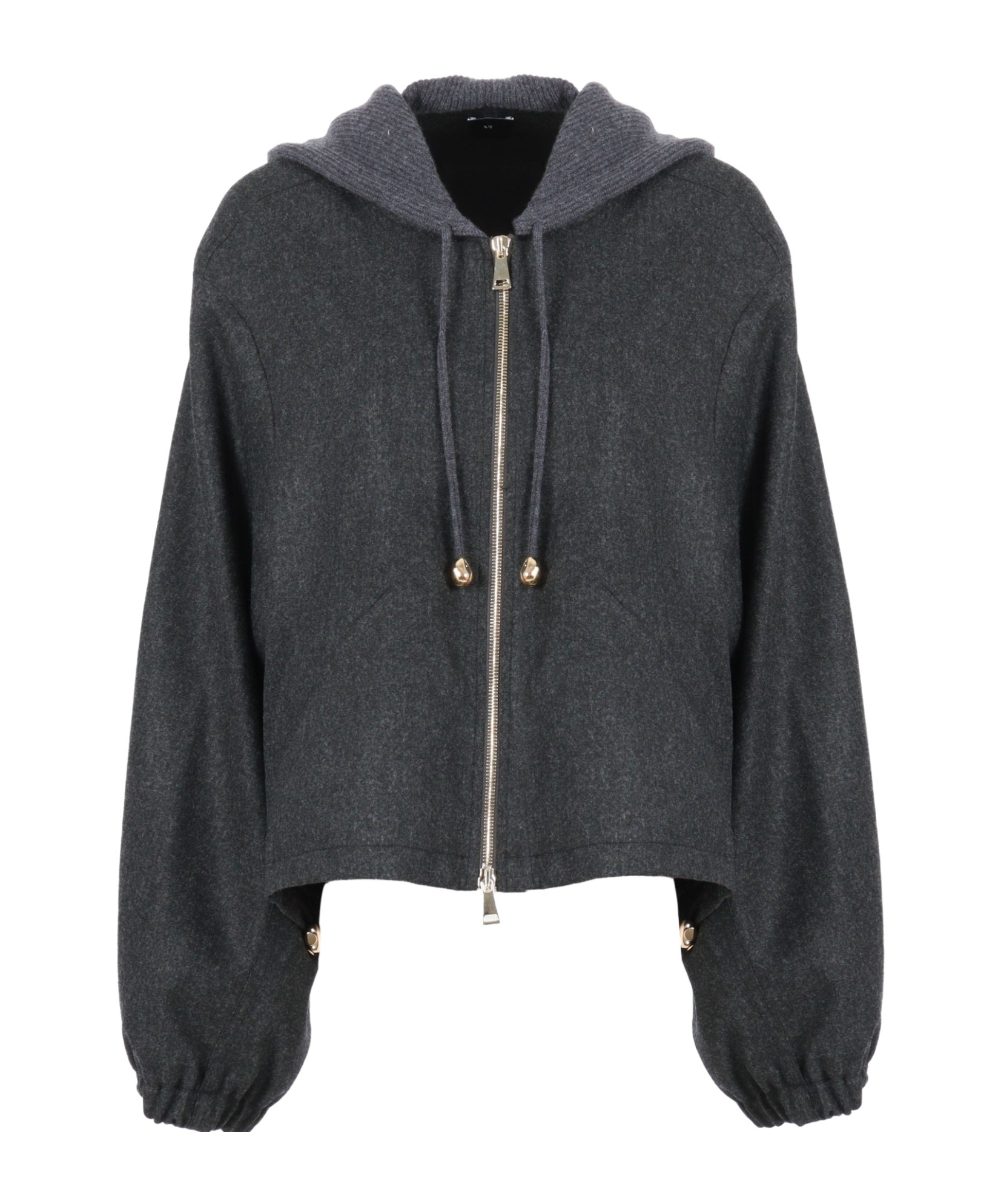 Fabiana Filippi Flannel Wide Bomber With Pepita Detail In Gray