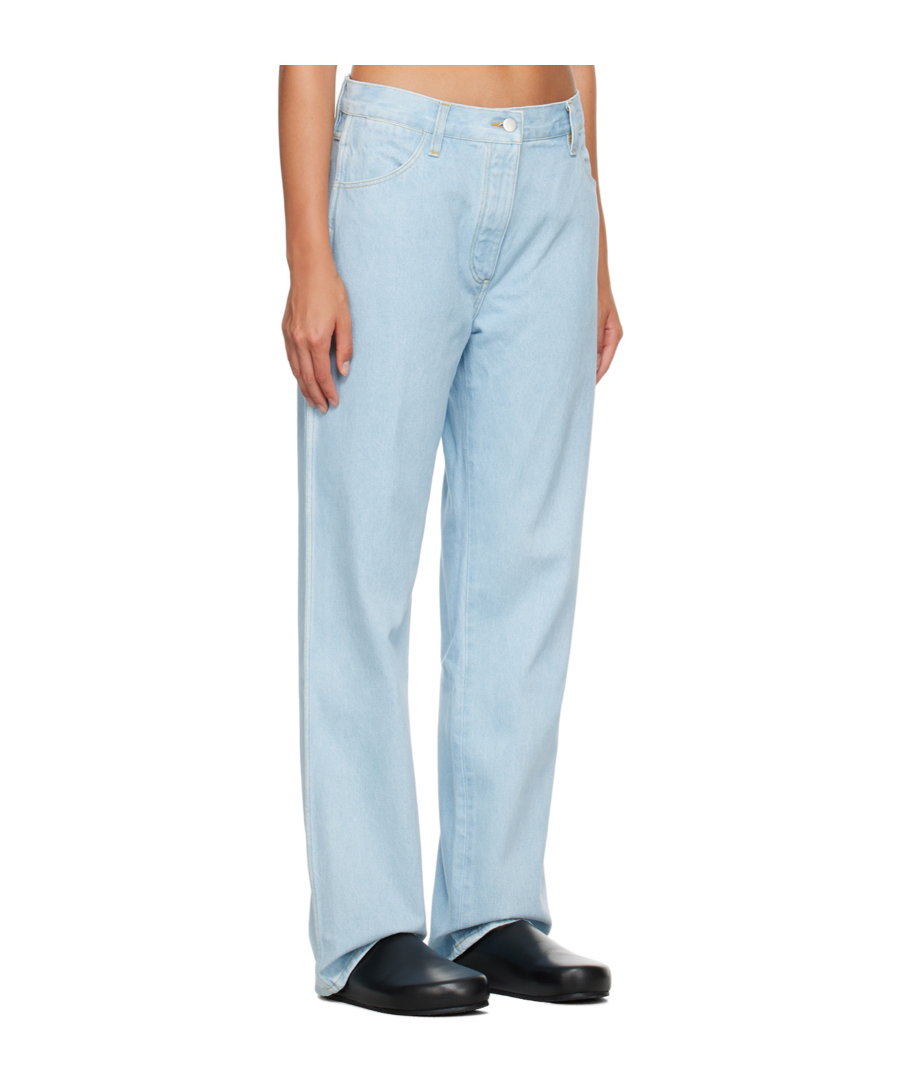 Studio Nicholson Belt Loop Zipper Jeans In Blue