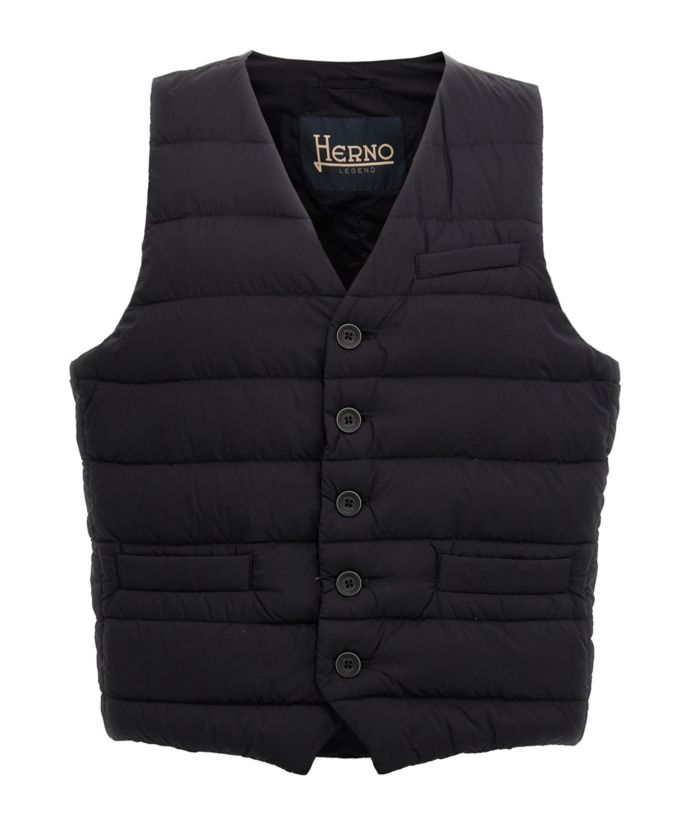 Herno Padded Button-up Gilet Vest In Black