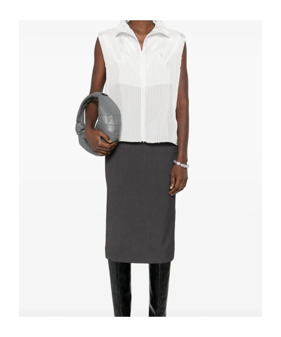 Federico Cina Pinstripe Sleeveless Blouse In White