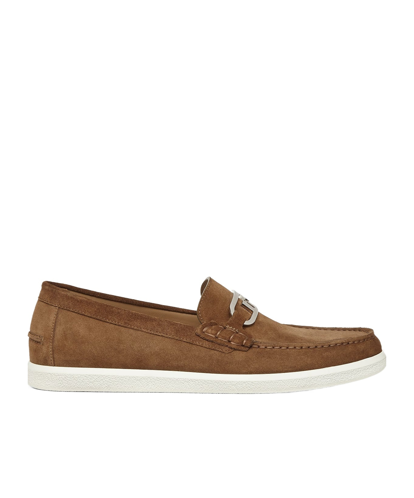 Shop Fendi Brown Suede Loafers