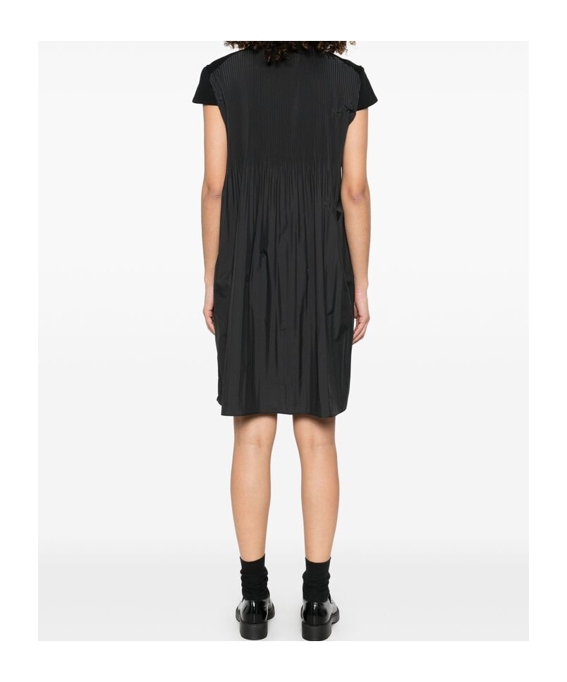 Moncler Black Knife Pleat Minidress In Black