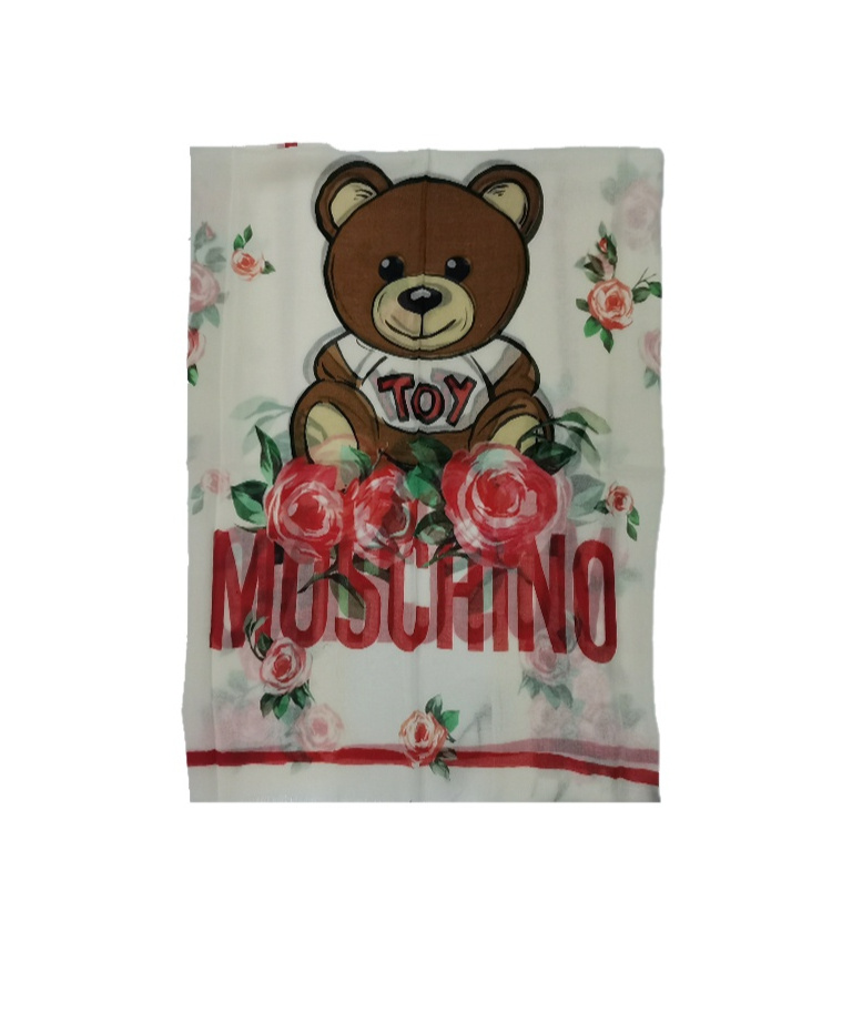 Moschino Pattern Printed Scarf In Gray