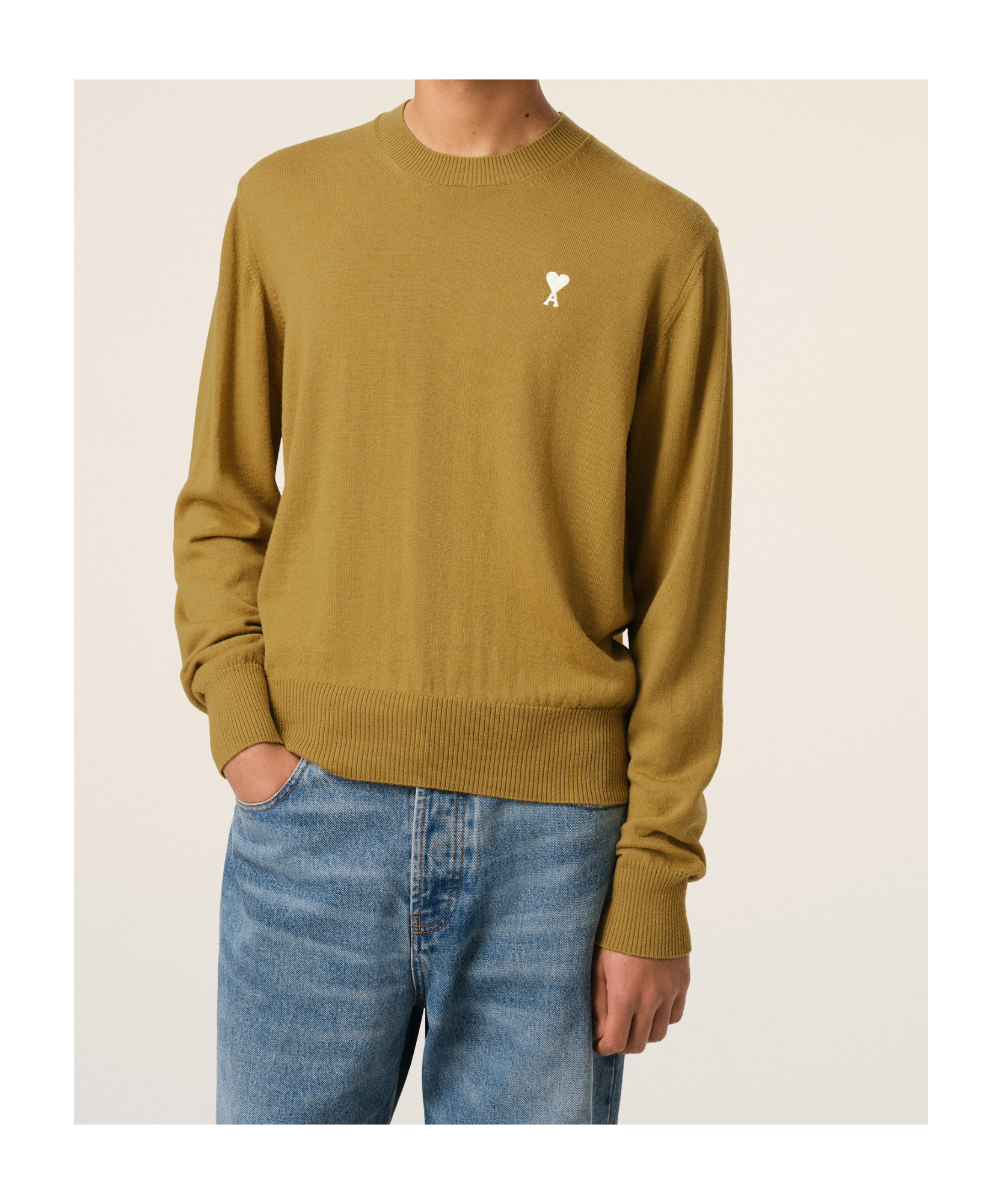 Shop Ami Alexandre Mattiussi Sweater In Classic Merino Wool In Havana
