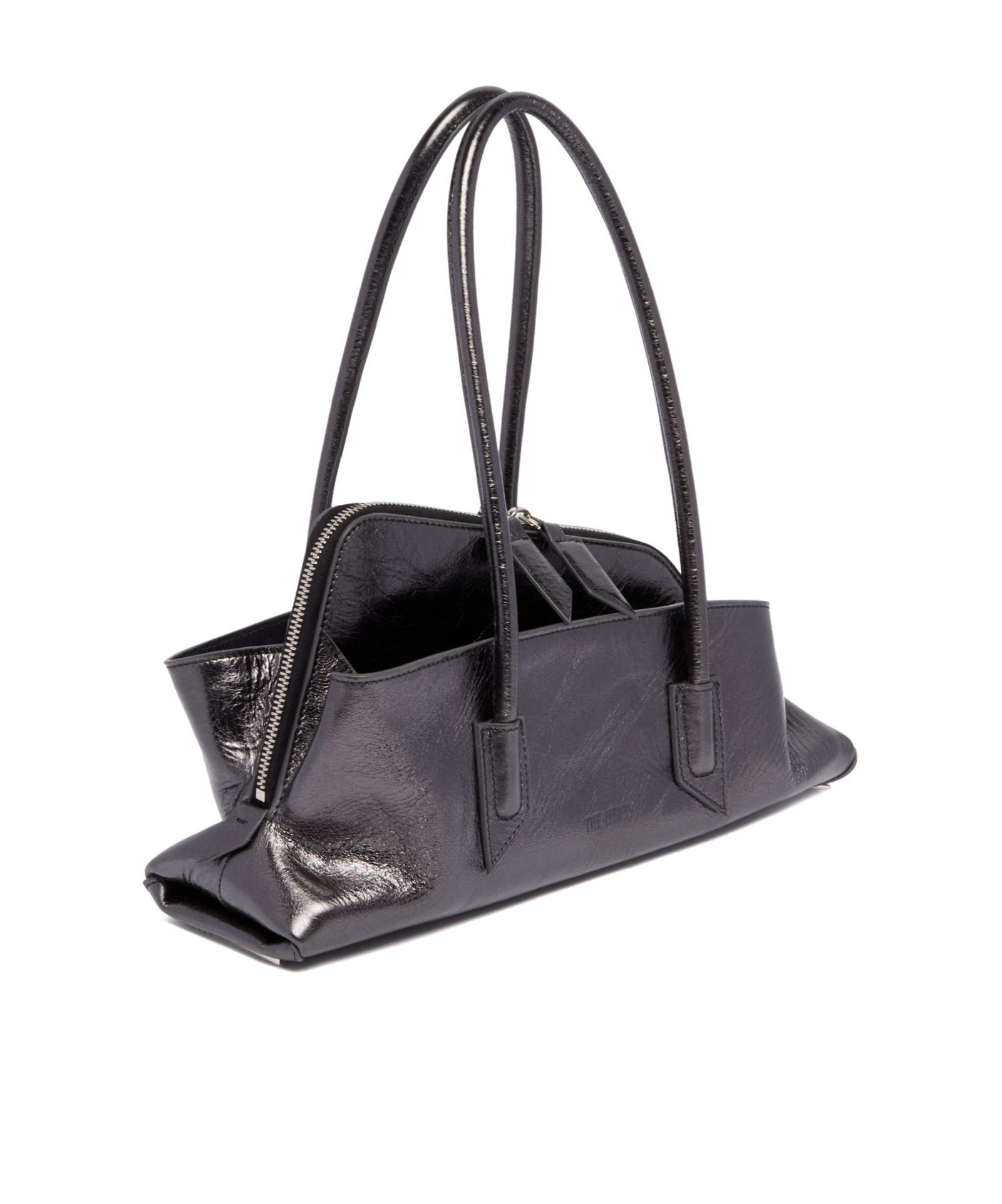 Attico Charcoal Leather Small La Passeggiata Handbag