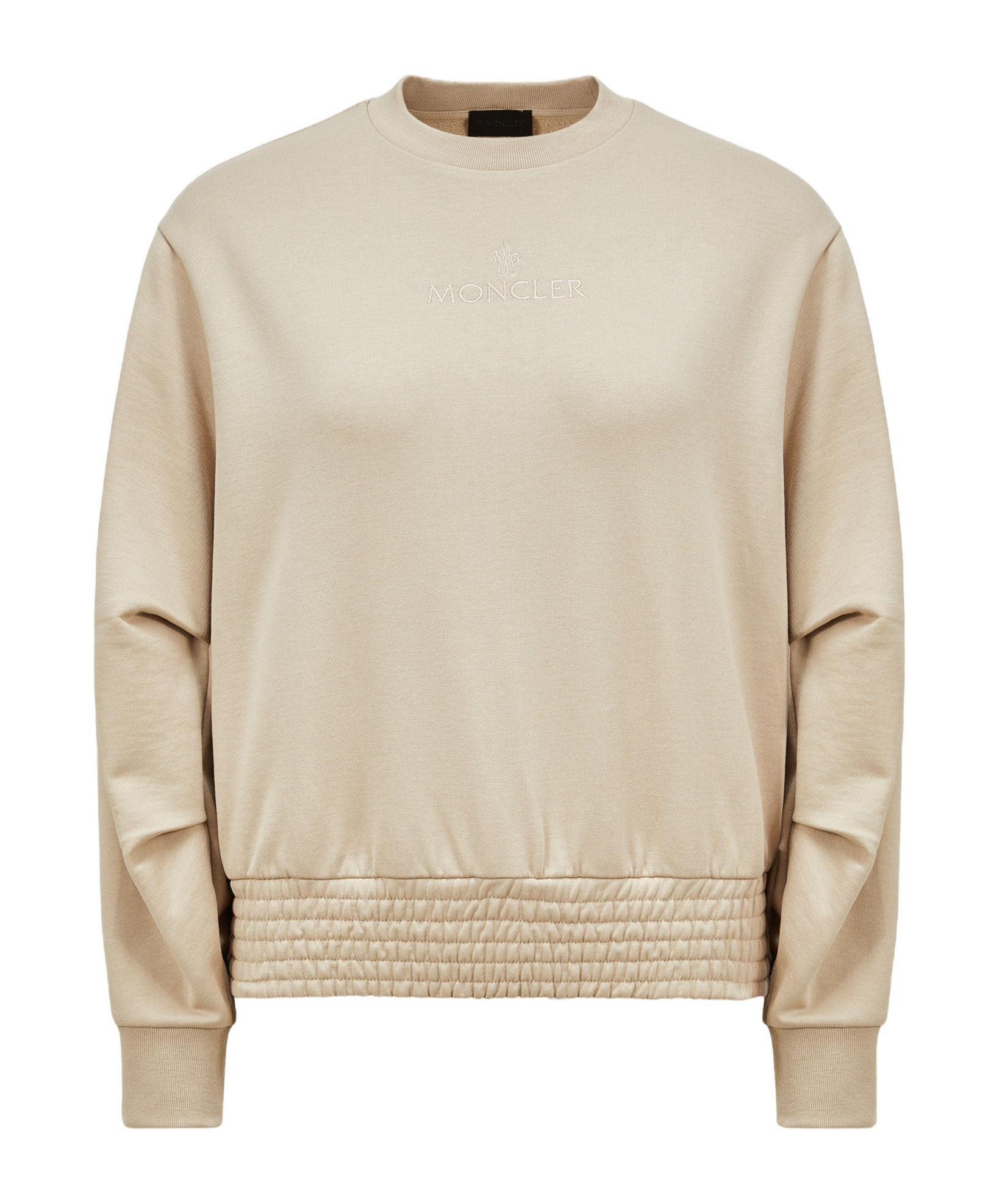 Moncler Sweat En Coton À Manches Plissées In Nude