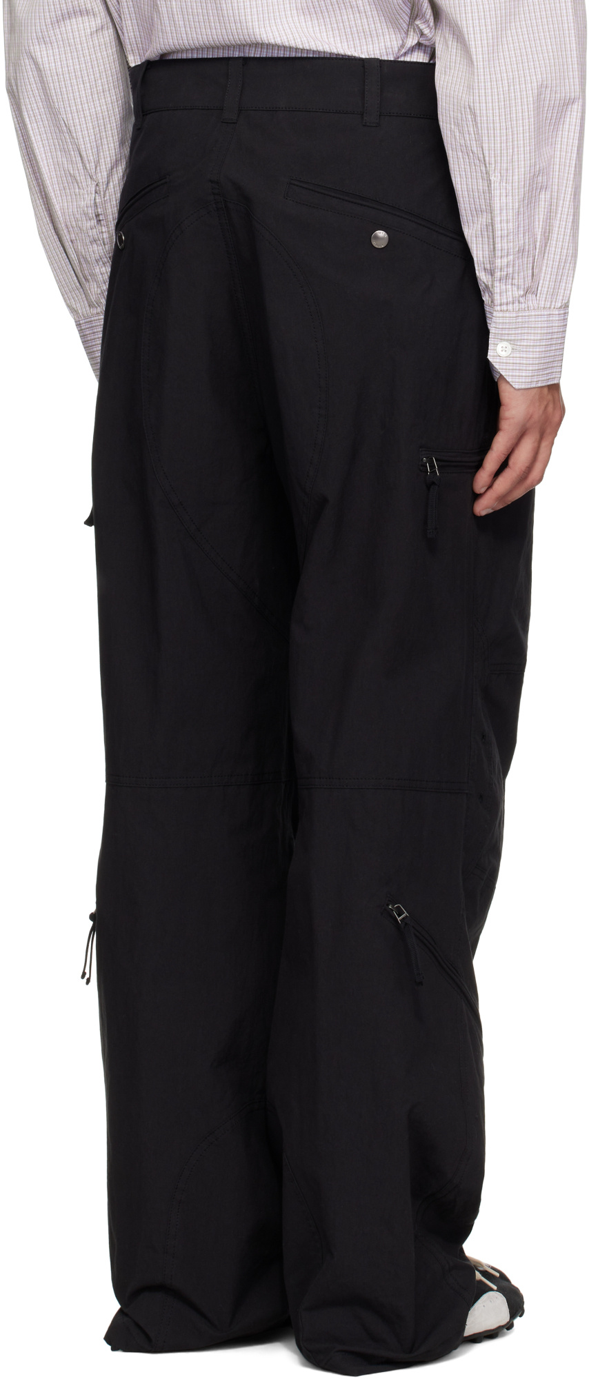 Wooyoungmi Black Cotton Parachute Trousers In Black
