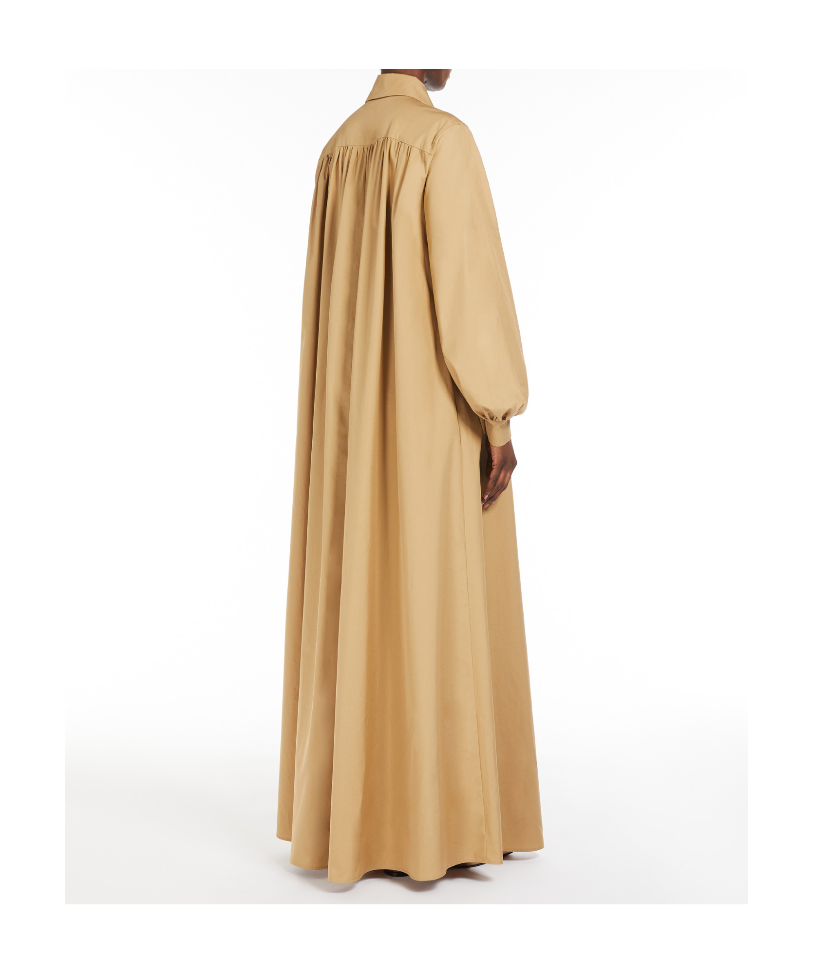 Max Mara Robe Longue En Popeline De Coton In Nude