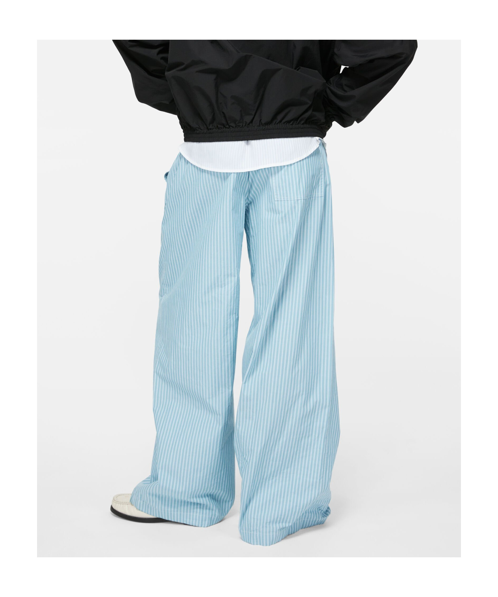 Acne Studios Striped Cotton Trousers In Blue
