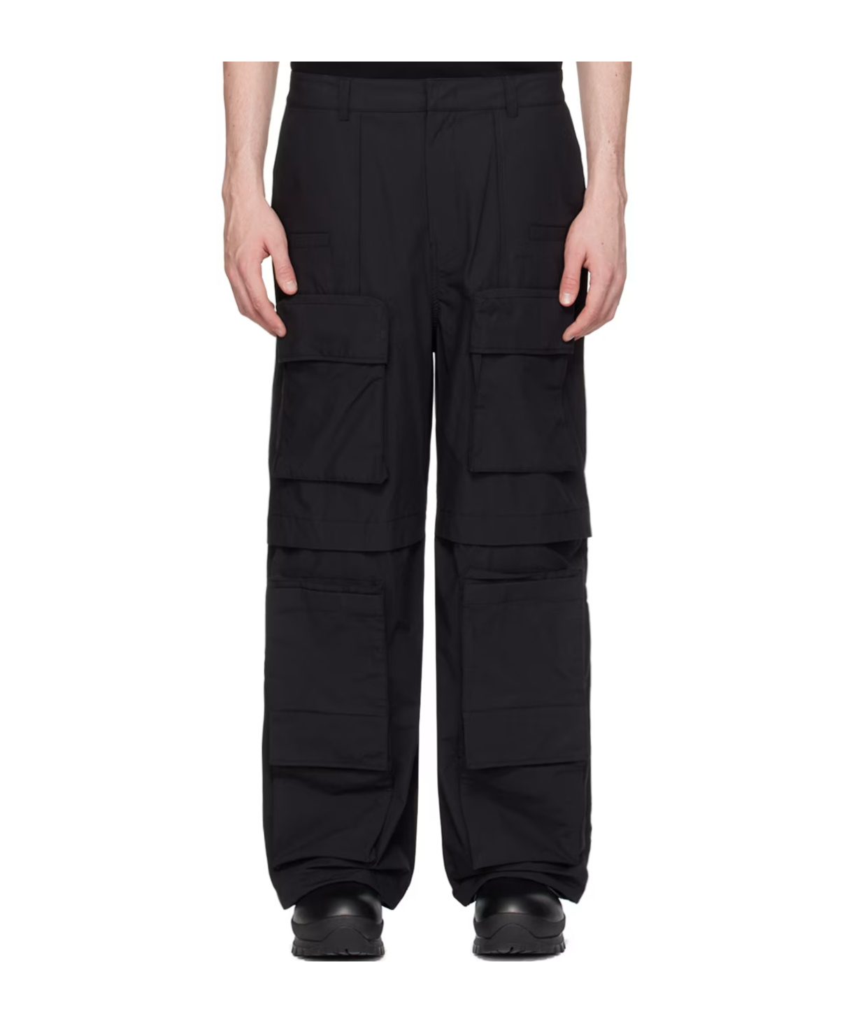Juunj Workwear Pocket Casual Pants In Black