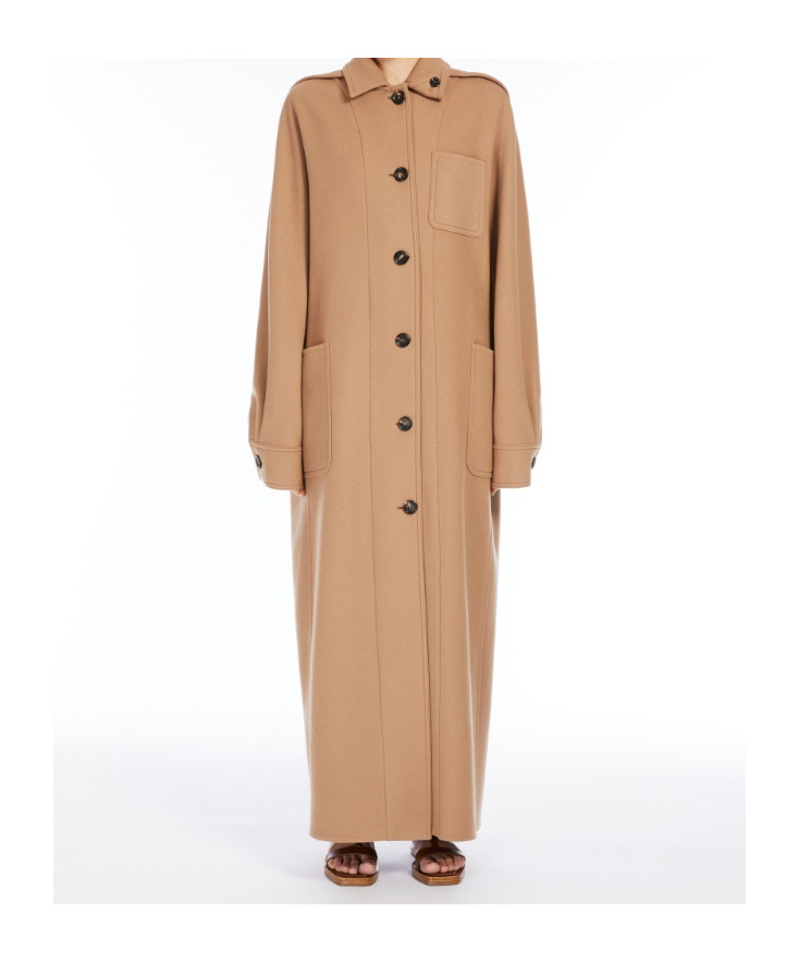 Max Mara Long-sleeved Coat In Nude