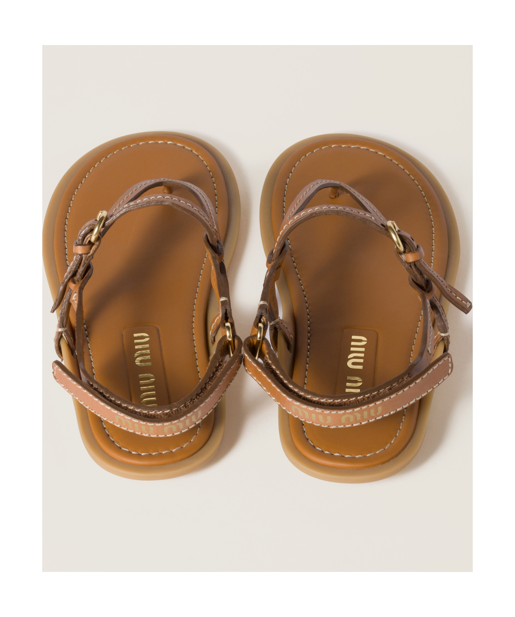 Miu Miu Thong Leather Flat Sandals