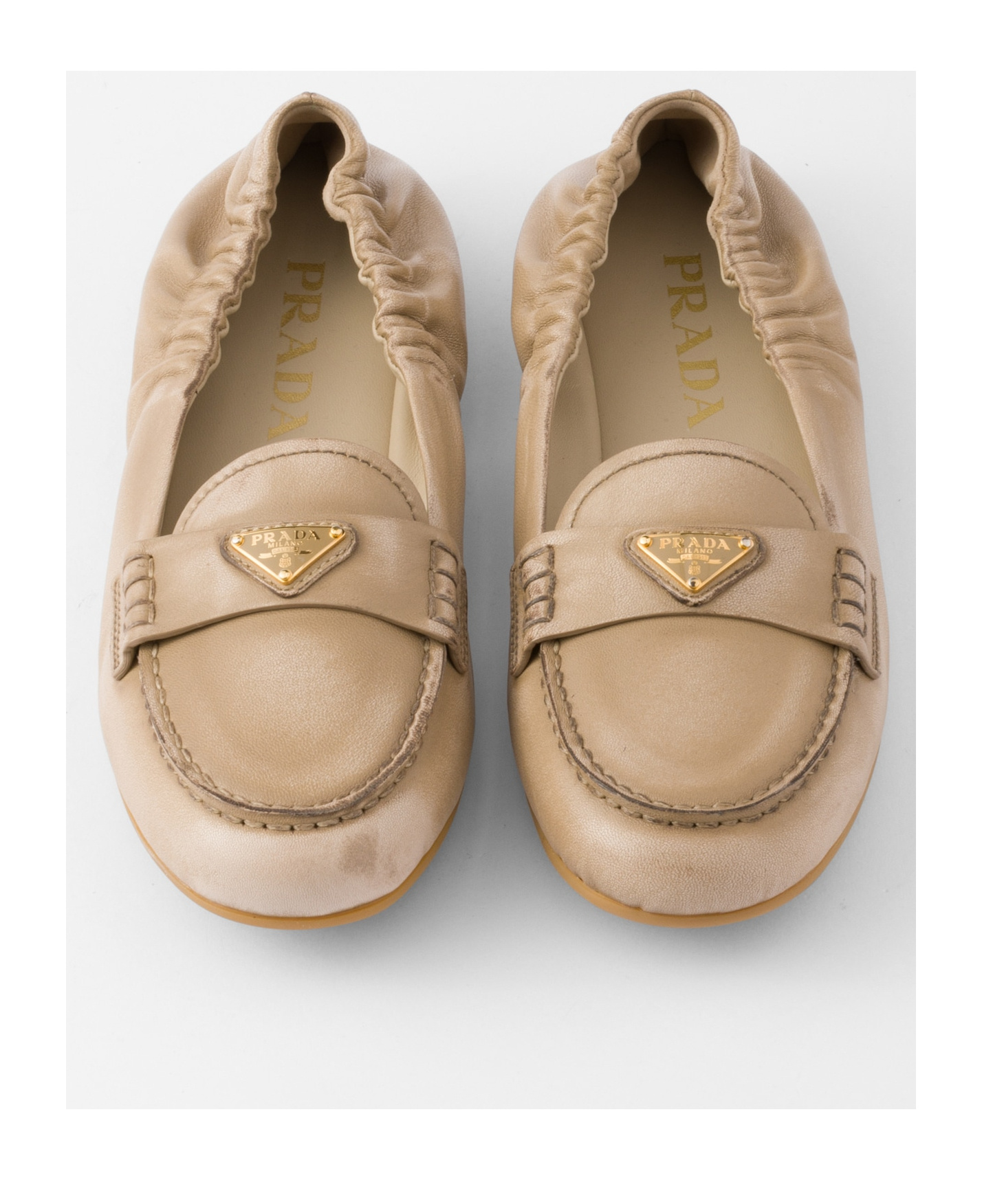 Prada Triangle Logo Suede Loafers In Yellow
