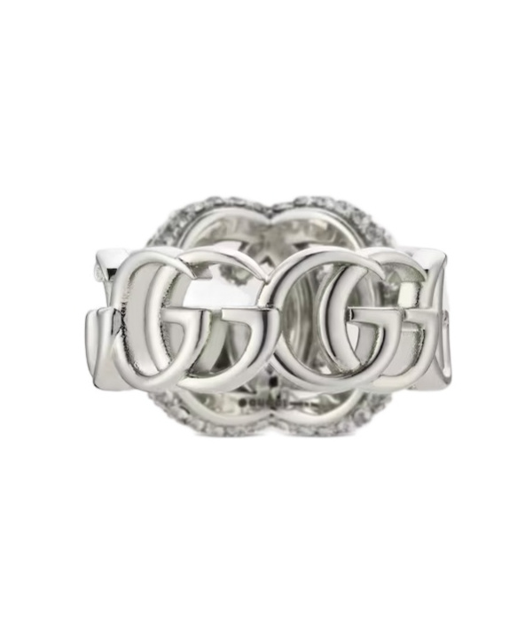 Gucci Gg Marmont Crystal Ring In Gray