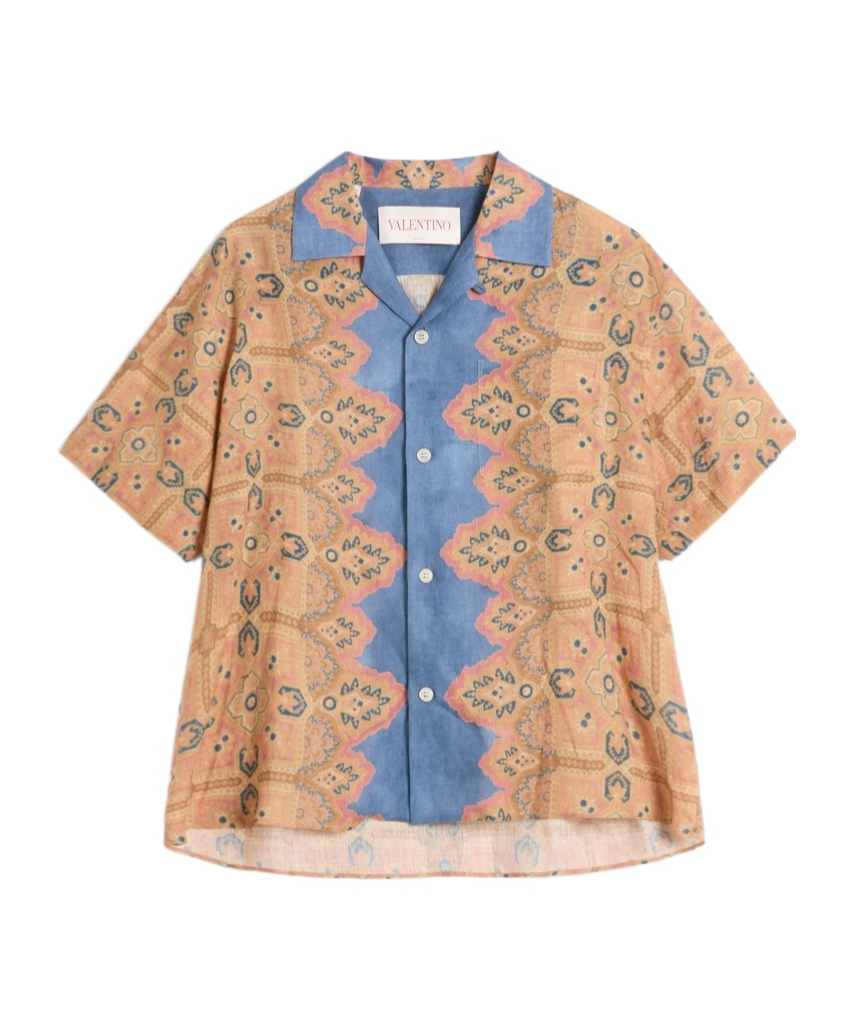 Valentino Imaginary Journey Linen Shirt In Multi