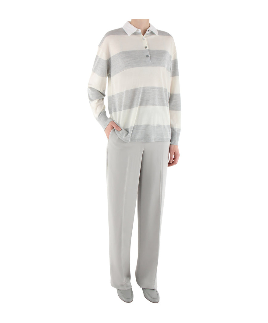 Theory Striped Polo In White