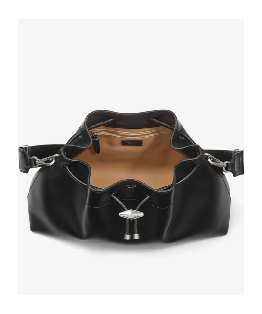 Jimmy Choo Cinch M Leather Bucket Bag In Black