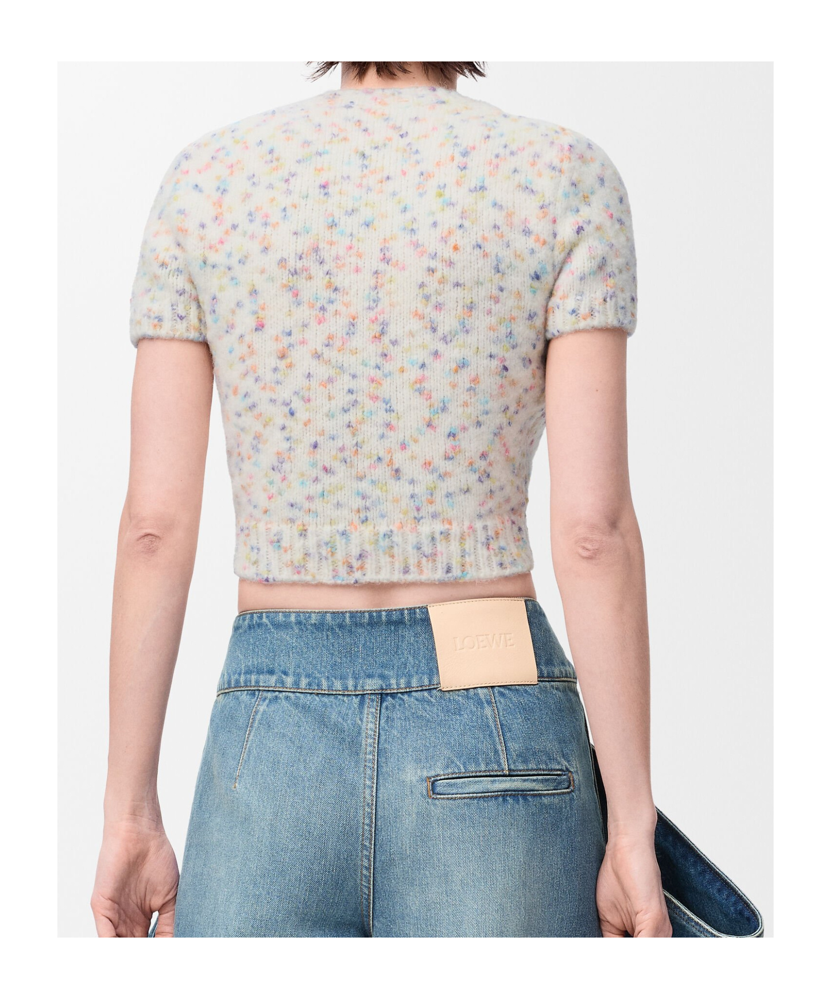Loewe Short Sleeve Sweater In Wool And Alpaca Blend In White