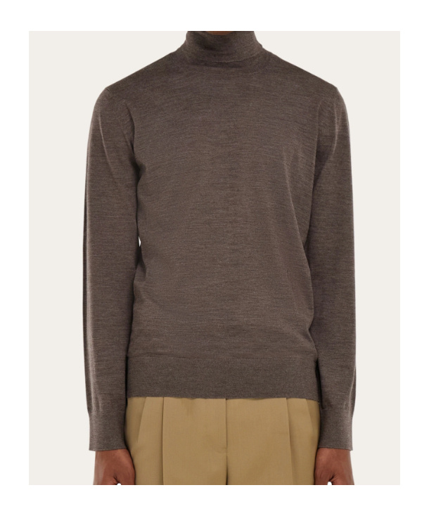 Ferragamo High Neck Pullover In Brown