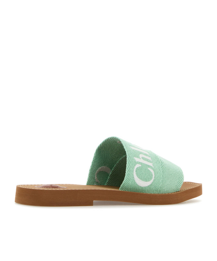Chloé Chloe Woody Canvas Sandal In Mint Green