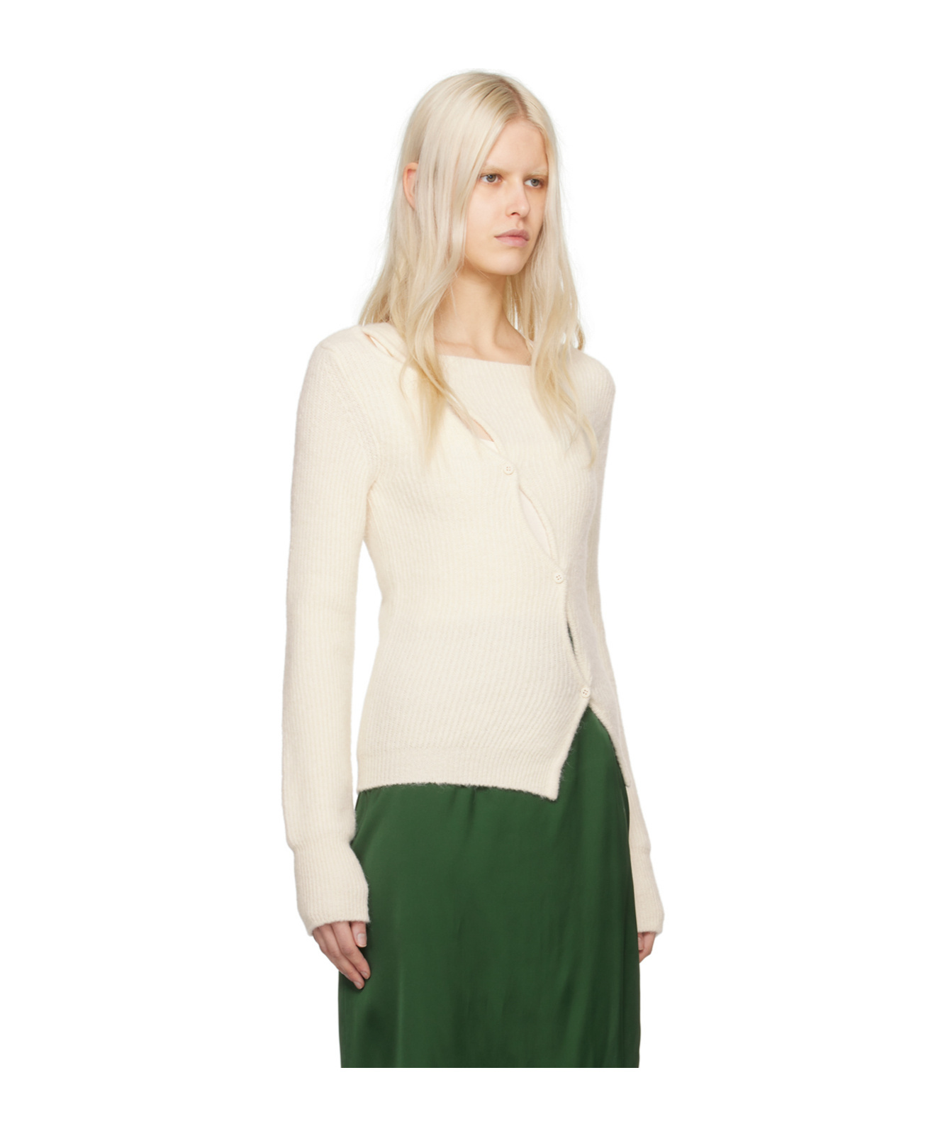 Jacquemus La Maille Pau Long-sleeved Cardigan In White