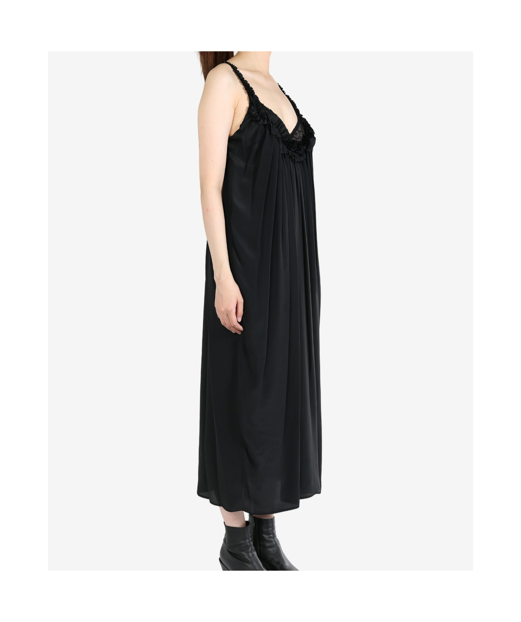 Simone Rocha Lace-up Satin Dress In Black