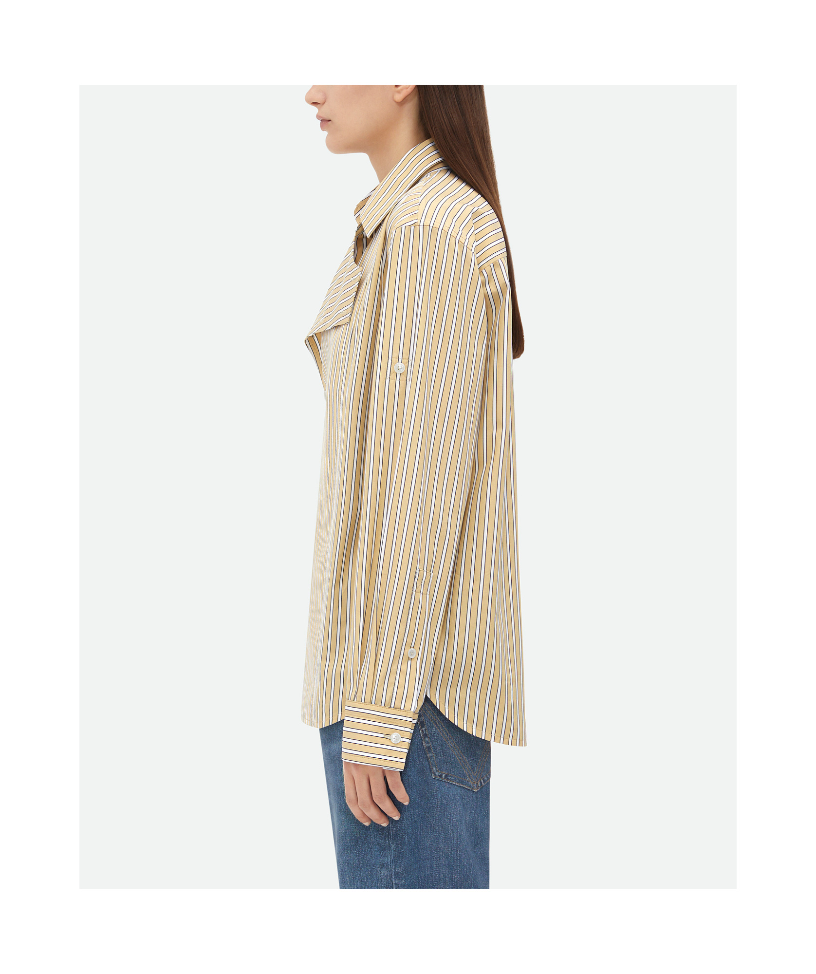 Bottega Veneta Striped Cotton Shirt In Nude