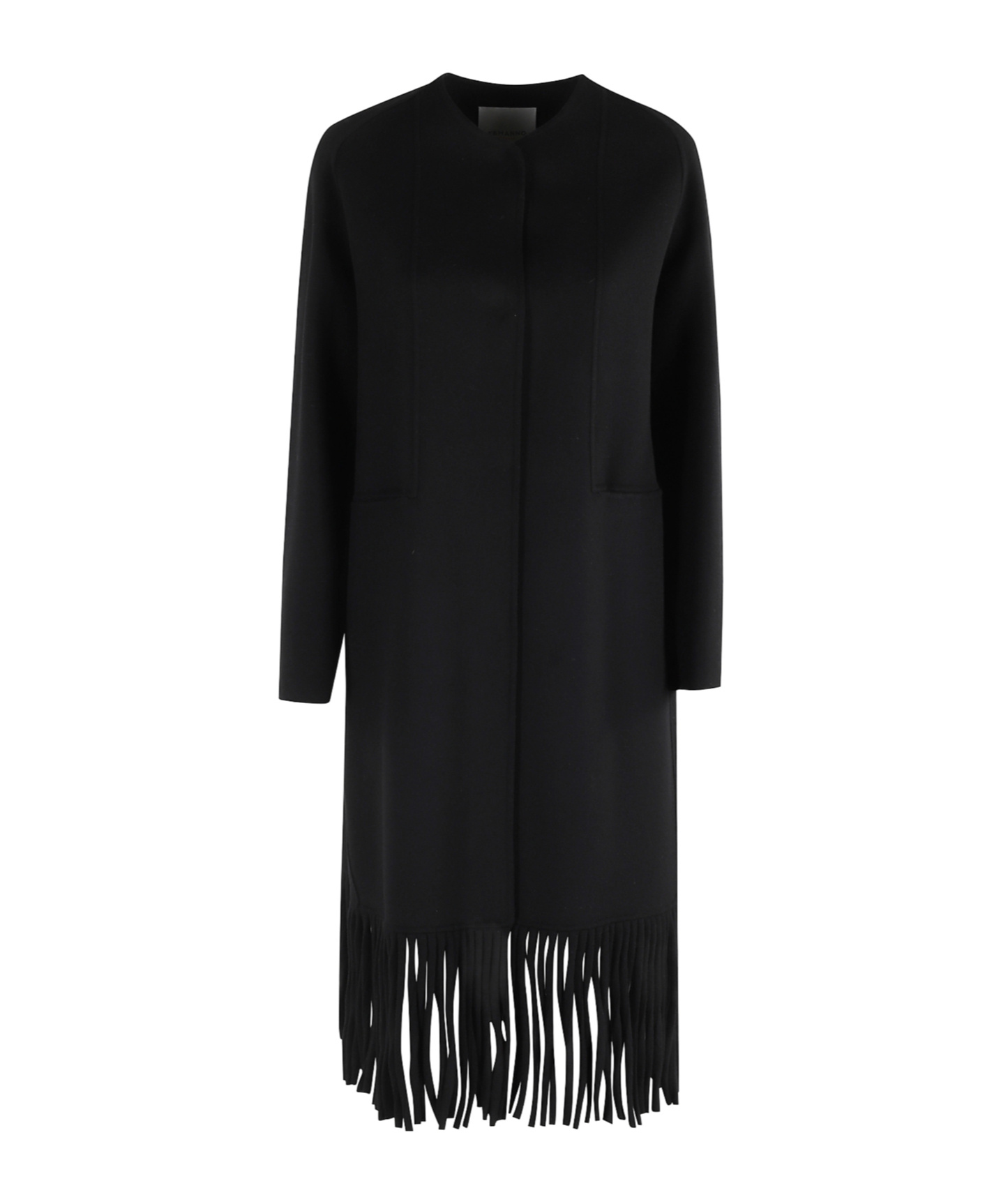 Ermanno Firenze Fringed Hem Coat In Black